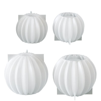 Ins Fan-shaped Striped Round Candle Candlestick Silicone Mold DIY Aromatic Plaster Candle Base Accessory Mold