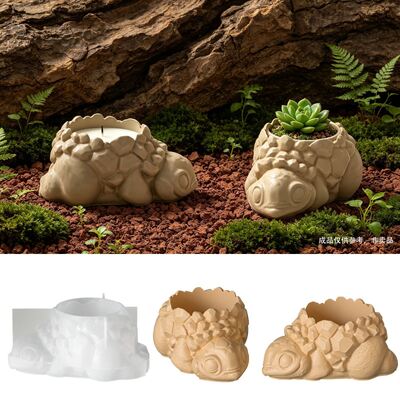 Crystal Cluster Tortoise Shell Dragon Flower Pot Ornament Silicone Mold DIY Aromatherapy Gypsum Candle Cup Succulent Planter Mold