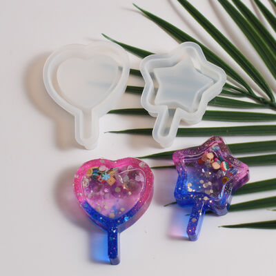 Crystal Dropper Resin Heart Pentagram Quicksand Stick Silicone Mold DIY Quicksand Keychain Grinding Tool