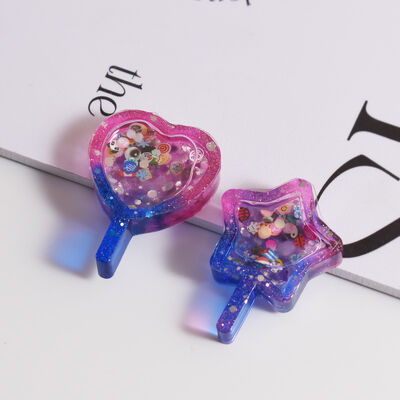 Crystal Dropper Resin Heart Pentagram Quicksand Stick Silicone Mold DIY Quicksand Keychain Grinding Tool
