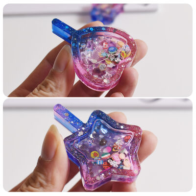 Crystal Dropper Resin Heart Pentagram Quicksand Stick Silicone Mold DIY Quicksand Keychain Grinding Tool