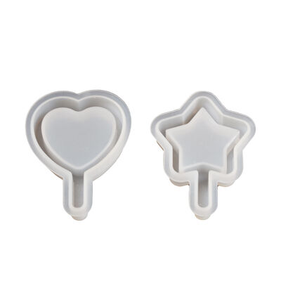 Crystal Dropper Resin Heart Pentagram Quicksand Stick Silicone Mold DIY Quicksand Keychain Grinding Tool