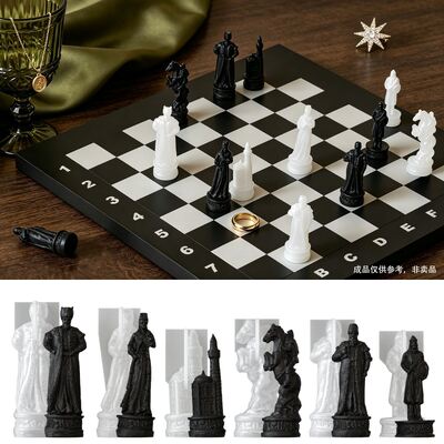 Cross Border New Product European Three-dimensional Chess Silicone Mold DIY Crystal Drip Resin Ornament Mold