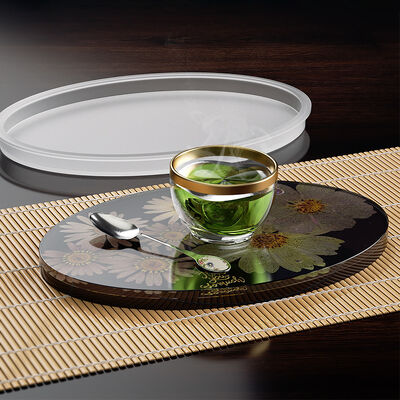 DIY Crystal Dropper Elliptical Table Grinding Tool, Epoxy Resin Mirror Coaster, Circular Tray, Silicone Mold