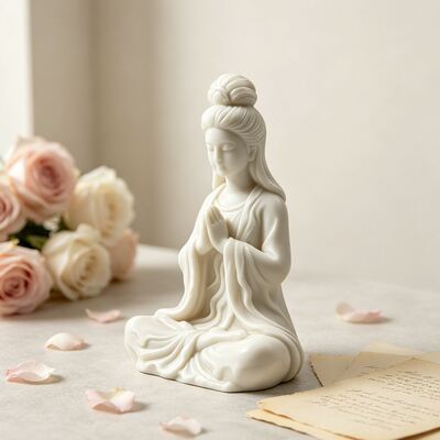 New 3D Sitting Meditation Guanyin Silicone Mold Cross-border DIY Aromatherapy Candle Gypsum Buddha Statue Decoration Mold