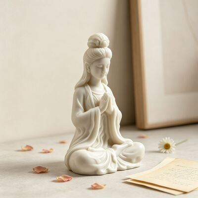 New 3D Sitting Meditation Guanyin Silicone Mold Cross-border DIY Aromatherapy Candle Gypsum Buddha Statue Decoration Mold