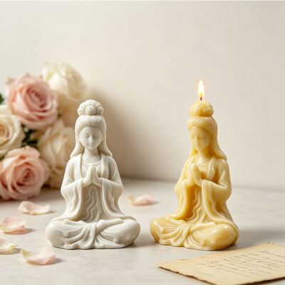 New 3D Sitting Meditation Guanyin Silicone Mold Cross-border DIY Aromatherapy Candle Gypsum Buddha Statue Decoration Mold