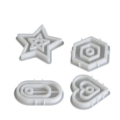 DIY Aromatherapy Gypsum Double Heart Pentagram Oval Hexagonal Candle Holder Tray Silicone Mold