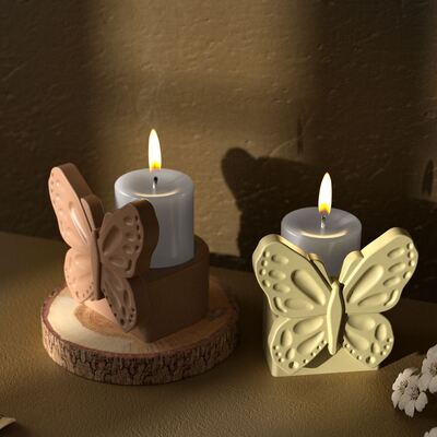 Aromatherapy Gypsum Cement Resin Butterfly Storage Box Silicone Mold DIY Aroma Candle Cup Decoration Mold