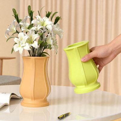 Ins Style Roman Vertical Pattern Vase Silicone Mold DIY Aromatherapy Gypsum Cement Decorative Vase Flower Utensils Dropping Mold