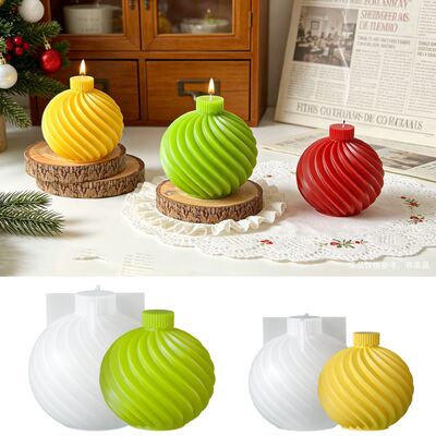 Cross Border New Christmas Style Spiral Diagonal Spherical Candle Mold DIY Aromatherapy Gypsum Silicone Mold