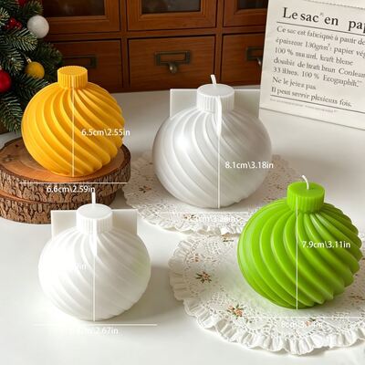 Cross Border New Christmas Style Spiral Diagonal Spherical Candle Mold DIY Aromatherapy Gypsum Silicone Mold