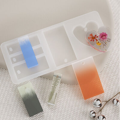 DIY Crystal Dropper Heart-shaped Rectangular Pendant Hanging Mold With Hole Heart Necklace Rectangular Earring Silicone Mold