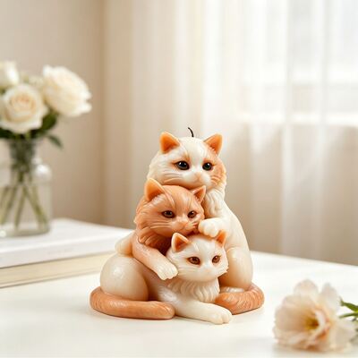 DIY Parent Child Cat Home Gypsum Silicone Mold Three Dimensional Cat Aromatherapy Candle Mold