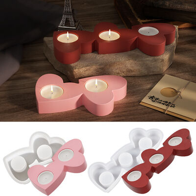 DIY Glue Drop Love Multi Hole Candle Stand Decoration Valentine's Day Candlelight Dinner Gypsum Candle Cup Silicone Mold