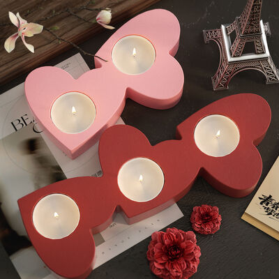 DIY Glue Drop Love Multi Hole Candle Stand Decoration Valentine's Day Candlelight Dinner Gypsum Candle Cup Silicone Mold