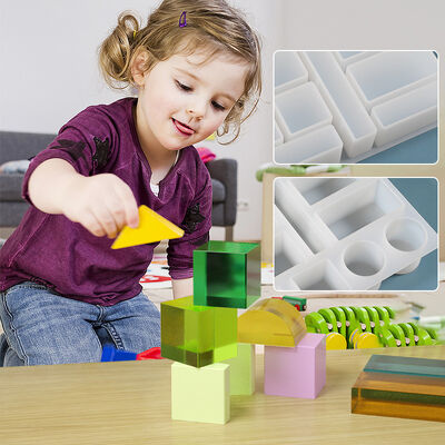 Crystal Drip Glue DIY Building Blocks Grinding Tools Geometric Building Blocks Rectangular Stacking Music Mirror Silicone Mold
