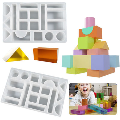 Crystal Drip Glue DIY Building Blocks Grinding Tools Geometric Building Blocks Rectangular Stacking Music Mirror Silicone Mold