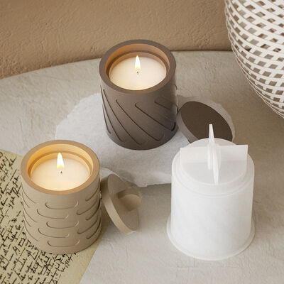 Crystal Dropper Resin Circular Stripe Storage Can DIY Gypsum Candle Cup Container Silicone Mold