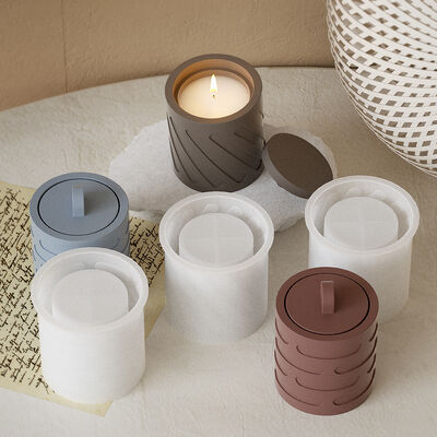 Crystal Dropper Resin Circular Stripe Storage Can DIY Gypsum Candle Cup Container Silicone Mold