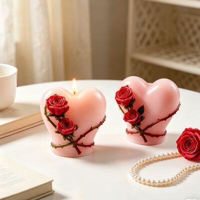 Rose Love Aromatherapy Candle Silicone Mold 3D Valentine's Day Heart DIY Gypsum Dropping Pendant Mold