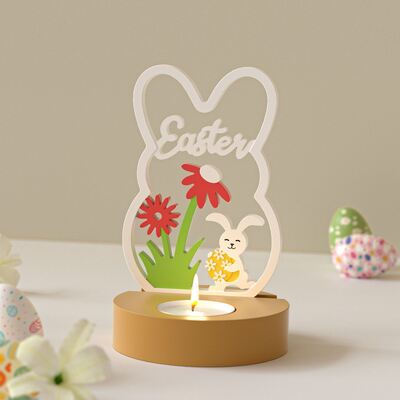 DIY Easter Rabbit Shaped Hollow Flower Butterfly Bunny Insert Board Candle Holder Ornament Gypsum Silicone Mold
