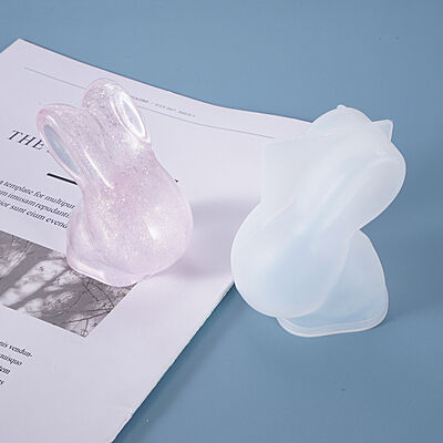 DIY Crystal Resin Mold For 3D Cute Rabbit Plush Toy Jade Rabbit Long-eared Rabbit Silicone Mold