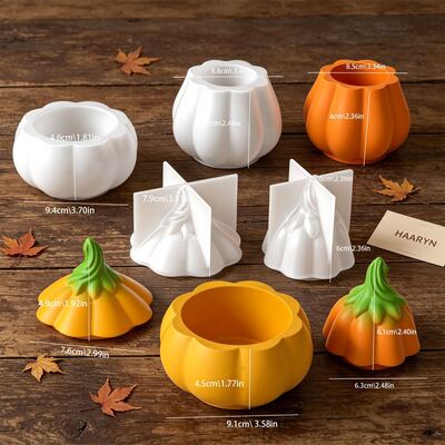 Ins Pumpkin Storage Jar Silicone Mold DIY Capped Pumpkin Aromatherapy Candle Container Wansheng Storage Gypsum Mold