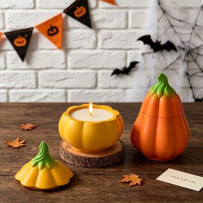 Ins Pumpkin Storage Jar Silicone Mold DIY Capped Pumpkin Aromatherapy Candle Container Wansheng Storage Gypsum Mold