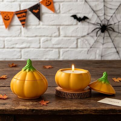 Ins Pumpkin Storage Jar Silicone Mold DIY Capped Pumpkin Aromatherapy Candle Container Wansheng Storage Gypsum Mold