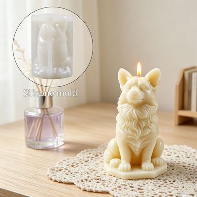 Ins Cute Corgi Dog Aromatherapy Candle Mold Pet Dog Gypsum Ornament Silicone Mold Cross Border Exclusive Supply