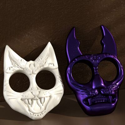 Halloween DIY Alien Devil Cat Head Tiger Head Outdoor Self Defense Hand Chain Keychain Silicone Mold