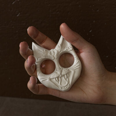 Halloween DIY Alien Devil Cat Head Tiger Head Outdoor Self Defense Hand Chain Keychain Silicone Mold