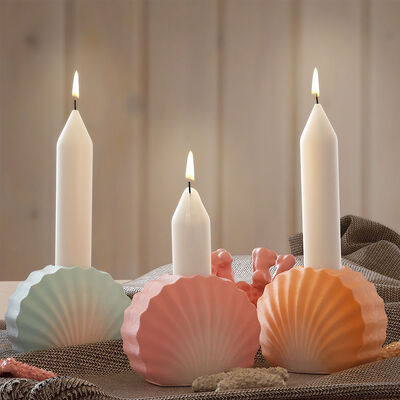 DIY Gypsum Cement Shell Candlestick Mold Striped Shell Flower Vase Candleholder Mirror Dropping Silicone Mold