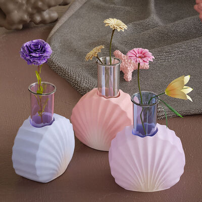 DIY Gypsum Cement Shell Candlestick Mold Striped Shell Flower Vase Candleholder Mirror Dropping Silicone Mold