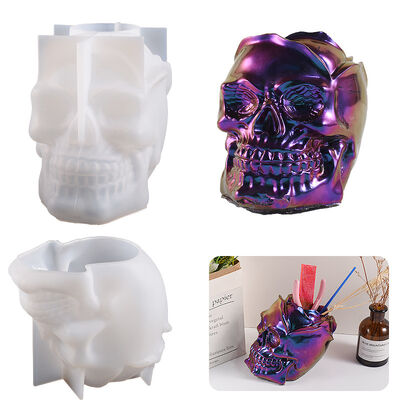 Crystal Dropper Resin Rose Skull Pen Holder Silicone Mold DIY Gypsum Cement Ornament Grinder