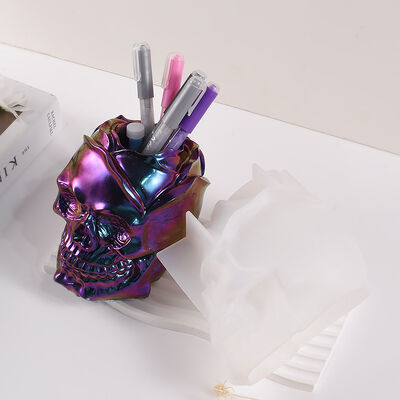 Crystal Dropper Resin Rose Skull Pen Holder Silicone Mold DIY Gypsum Cement Ornament Grinder