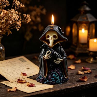 Cross Border Skull Ghost Holding Crow Wizard Candle Silicone Mold DIY Halloween Gypsum Mold
