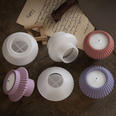 DIY Resin Stripe Lantern Geometric Storage Jar Candle Holder Aromatherapy Gypsum Candle Cup Silicone Mold