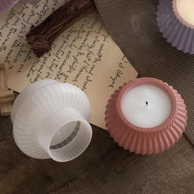 DIY Resin Stripe Lantern Geometric Storage Jar Candle Holder Aromatherapy Gypsum Candle Cup Silicone Mold