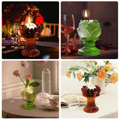 DIY Crystal Drop Glue Lotus Flower Mirror Base Integrated Candle Holder Ornament Silicone Mold