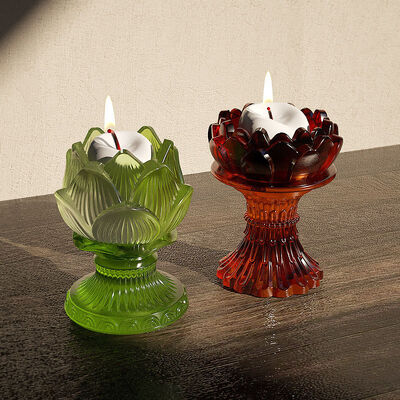 DIY Crystal Drop Glue Lotus Flower Mirror Base Integrated Candle Holder Ornament Silicone Mold