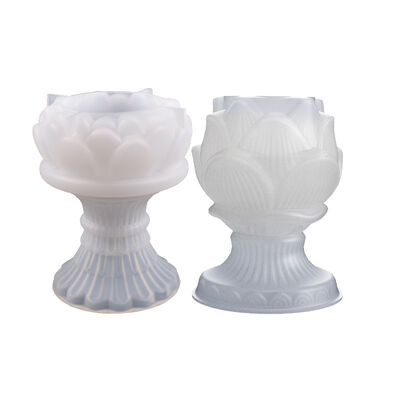 DIY Crystal Drop Glue Lotus Flower Mirror Base Integrated Candle Holder Ornament Silicone Mold