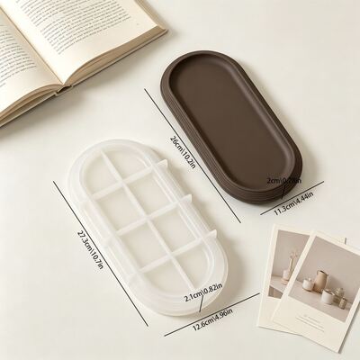 Ins Simple Elliptical Stripe Tray Silicone Mold DIY Aromatherapy Gypsum Storage Dish Dropping Mold