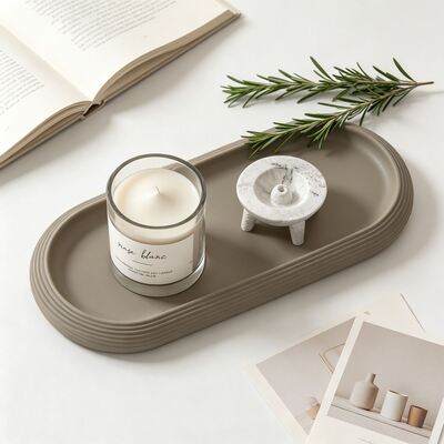 Ins Simple Elliptical Stripe Tray Silicone Mold DIY Aromatherapy Gypsum Storage Dish Dropping Mold