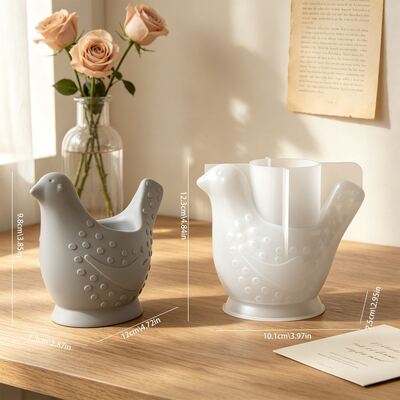 Ins Dot Relief Bird Storage Can, Platform, Silicone Mold, DIY Aromatherapy Gypsum Candle Container, Base Mold