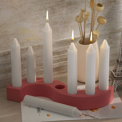DIY Crystal Dropper Resin Gypsum Ornament S-shaped 7-hole Long Column Candle Stand, Candle Holder Silicone Mold