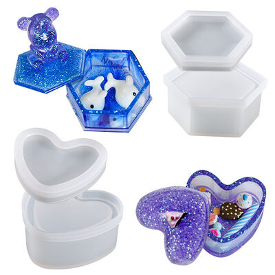 DIY Crystal Dropper Resin Mold Hexagonal Heart-shaped Storage Box Silicone Mold Wholesale