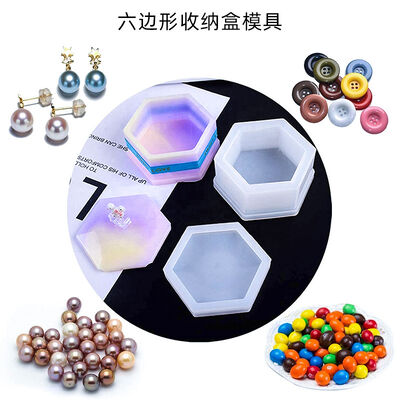 DIY Crystal Dropper Resin Mold Hexagonal Heart-shaped Storage Box Silicone Mold Wholesale