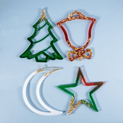 DIY Crystal Dropping Mold Christmas Series Hanging Bell Moon Christmas Theme Silicone Mold